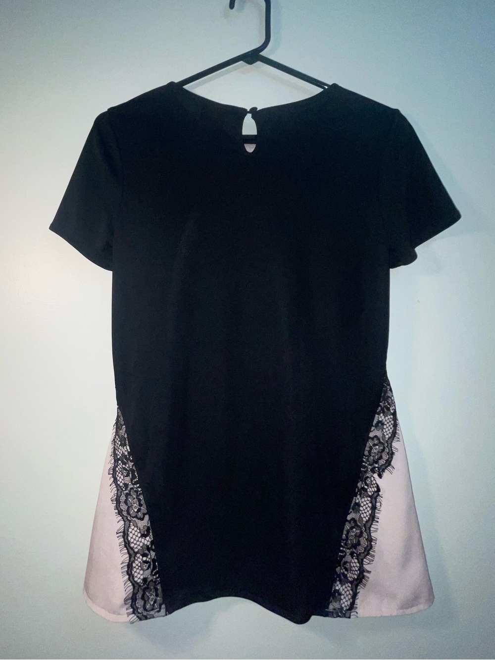 Worthington Pink Satin Blouse with Black Lace - Picture 3 of 7